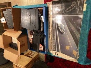 Strombecker Slot Car Track Set Lot w Cars Controllers Box Vintage