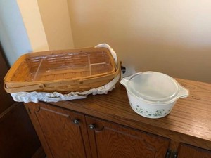 Group Longaberger Basket and Vintage Corning Ware Casserole