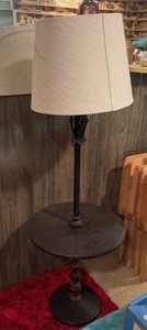 Vintage Spanish Revival Table Floor Lamp Dark Wood Wrought Iron
