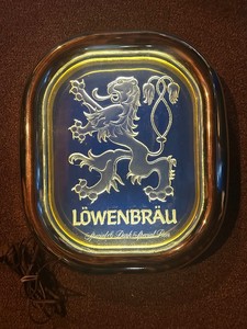 Lowenbrau Lighted Beer Sign Blue Lion Wall Bar Advertising, Tested and Working, See Photos