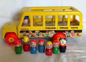 Vintage Fisher-Price School Bus & Minibus Little People Toy Group