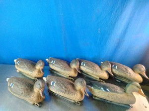 Seven vintage Sport Plast plastic duck decoy made in Italy, dating around the 1970s or 1980s.