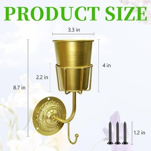 Vintage Brass Wall Vase - Hanging Home Decor & Multifunctional Wall-Mounted Organizer Container for Flowers,Keys & Small Items,Kitchen Bathroom Bedroom Organization & Decor