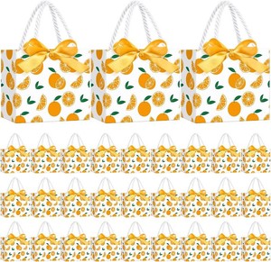 $21 Moinchore 30 Pcs Little Cutie Baby Shower Bags Bulk 5.5 x 4.7 x 2.5 in Orange Citrus Favor Bags with Handles Bow Ribbon Wrap for Summer Fruit Birthday Tangerine Party Supplies