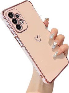 ZTOFERA for Samsung Galaxy A23 4G5G Case with Heart Pattern,Pink  Cute Luxury Plating Edge Design,Camera Lens Protection, Shockproof Protective Phone Case for Women Girls