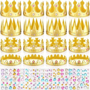 $20 Yaomiao 44 Pcs Birthday Foam Crowns for Kids Princess Tiaras King Hat Bulk Diamond Sticker Kits for Crown Party Supplies(Retro Style)