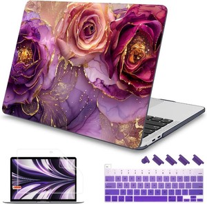 $27 Mektron Case for MacBook Pro 16 Inch A2141 Cover 2019 Release 16 with Liquid Retina DisplayTouch ID, Plastic Hard Shell with Keyboard Skin & Screen Protector & Dust Plug, Marble Flowers
