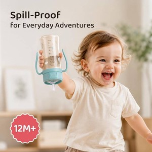$29 GROSMIMI PPSU Baby Straw Cup Stage 2, 12M, Spill-Proof, 10oz (Cherry Design)