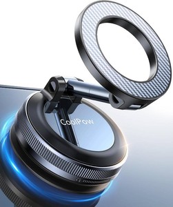 Coolpow Newest Vacuum Magnetic Phone Holder for Car Phone Holder Mount Movable Vacuum Suction Magsafe Car Mount Cell Phone Holders for Your Car Accessories for Women Men for iPhone 17 16-Carbon Fiber