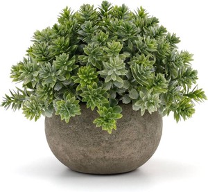 Gresorth 5 Inch Small Artificial Sage Potted Plant Decoration - 1 Pc