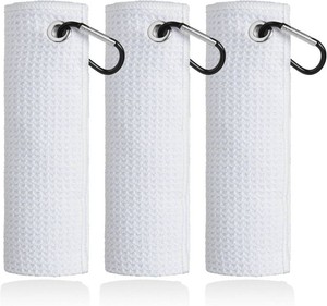 Mile High Life Microfiber Golf Towel 3 Pack Waffle with Carabiner Clip