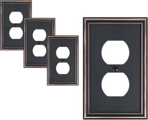 4-Pack Zinc Alloy Single Duplex Outlet Cover Plate, Solid Receptacle Cover