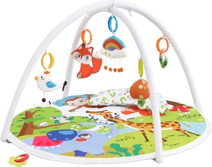 $25 Baby Play Gym, ibabejoy Activity Play Mat for Newborn to Toddler, Stage-Based Sensory & Motor Skills Development, 7in 1 Non Slip Language Discovery Platmats with Teether