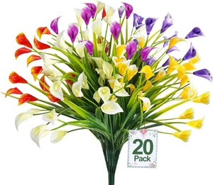 TURNMEON 20 Bundles Calla Lily (400 Heads) Artificial Flowers for Outdoors