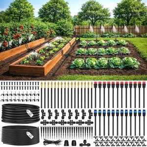 $57 MIXC 2026-Upgrade 360  Adjustable Drip Irrigation System Kit, 200FT Bendable Watering Misting System with 3 Spray Nozzle Types, 12(50FT) & 14(150FT) Tubing for Garden Raised Bed Lawn & Greenhouse