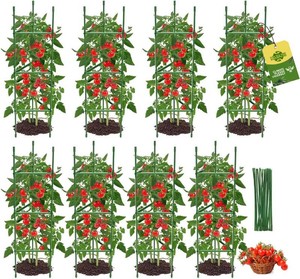 $40 8PCS Tomato Cages for Garden, Tomato Trellis for Raised Garden Bed, 51.2 Tall Cage Plant Support for Pots, Gardening Supplies Trellis for Climbing Plants (8PCS High 51.2 Inch)