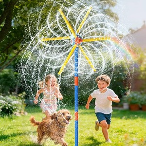$33 VATOS 59 Windmill Water Sprinkler Outdoor Yard Toy for Kids, New Upgrades Double-Sided with 6 Blades, 54 Spray Nozzles, 360  Spining Splash Summer Fun Play for Boys, Girls, Pets and Lawn Watering