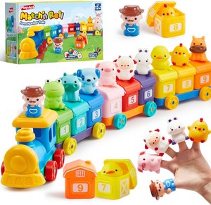 $36 Play-Act Learning Toys for 1 2 3 Years Old, Counting, Matching & Sorting Montessori Learning Farm Train Including 9 Farm Animals, Birthday Gift for Baby Boys Girls