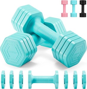 $36 EQUIPRO Adjustable Dumbbell Set, 4 in 1 Free Weights Dumbbells Set for Women, Weights for Women at Home, 2lb 3lb 4lb 5lb with TPU Soft Rubber Handle for Home Gym Exercise Training