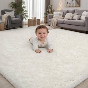 $45 PLHXFR 5x7 Area Rugs Living Room Fluffy Bedroom Rug Shag Carpet White