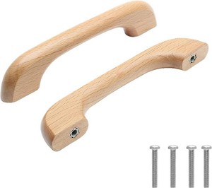 Uenhoy 10 Pcs Natural Wood Cabinet Pulls, 5 Length, 3-34 Hole Spacing