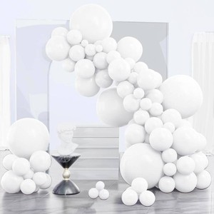 PartyWoo White Balloons 140pcs Matte White Latex Balloons Different Sizes