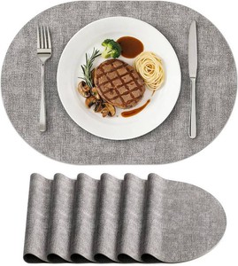 $26 homing Placemats Set of 6, 11.8 x 17 Inch, Light Grey