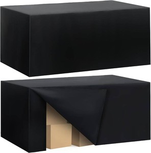 $30 Ascoza 2 Pack Fitted Tablecloth for 8 Foot Rectangle Tables 96 x 30 Inch Black Table Covers Water Resistant Polyester Table Cloth for Wedding, Parties,Display, Trade Show (Black)