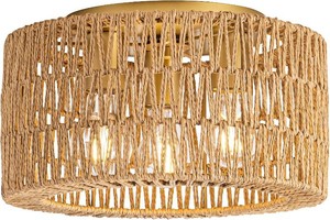 $50 Rattan Ceiling Light Fixture, 3 Light Bohemian Modern Woven Ceiling Light, Boho Flush Mount Ceiling Light for Bedroom Living Room Dining Room, Bulb NOT Included