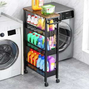 $50 Vivihomety 4-Tier Slim Utility Rolling Laundry Cart with Wheels, Metal