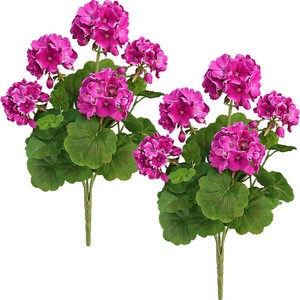 $21 FOREST PRINCE 18 Artificial Geraniums for Outdoors 2PCS Pink Silk Flowers