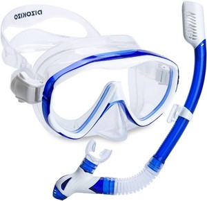 Snorkel Set Wide-View Adult Snorkeling Scuba Gear, Professional Snorkel Goggles Anti-Fog Diving Mask, Anti-Leak Swim Goggles and Dry Top Snorkel for Diving, Snorkeling, Swimming