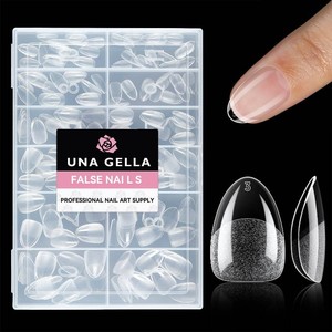 UNA GELLA Extra Short Almond Nail Tips 216Pcs X-Soft Gel Press on Nails