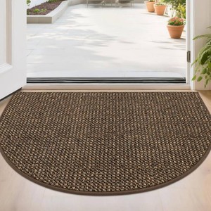 $25 BEQHAUSE Dirt Trapper Door Mat 24 x 36 Half Circle Non Slip Rugs, Brown
