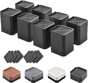 $56 EclatBain Adjustable Bed Risers 3&4.3 Inch, 4000 lbs, 8 Pack Black