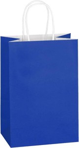 $27 Mlyta 100 Pack 5.25x3.25x8.5 Inch Small Royal Blue Kraft Paper Gift Bags with Handles Bulk for Goodie Party Favor Brithday Grocery Shopping Business Wedding Retail Craft Treat To Go, Merchandise Sacks