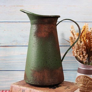 $40 Rustic Metal Pitcher Vase, Primitive Style, Galvanized Milk Jug, Home and Garden D cor, Antique Green
