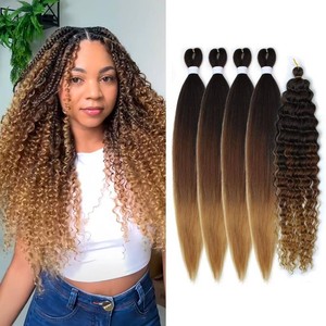 Ombre Brown Honey Blonde Boho Pre Stretched Braiding Hair 26 5 Pack