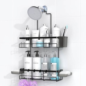 $25 Hanging Shower Caddy Over Showerhead - Rustproof No Drill Shower Organizer