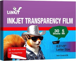 Uinkit Inkjet Transparency Film 8.5 x 11, 30 Sheets, OHP Film for Printers