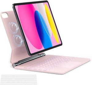 $59 Magnetic Keyboard Case for iPad 10.9 inch 10th Generation 2022 & iPad 11th Generation 2025 (A16), Magnetic Floating Cantilever Stand, Multi-Touch Trackpad, 7-Color Backlight, Pink
