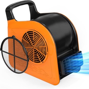 $60 Blower Fan Removable Filter, 185  Rotation, 3 Speed, 2 AC Outlets, Orange