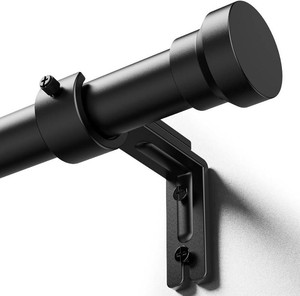$25 YaFex Curtain Rods 32-144 Inch, Heavy Duty 1 Inch Adjustable Curtain Rod for Windows, Black Extra Long Window Treatment Rods, Modern Design, Easy Installation