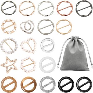 BATHRINS 20PCS Silk Scarf Ring Clip,Shirt Cinch Clip Set for Women Clothing with Storage Bag for Loose Clothes Corner Knotted Button Tightener Missing 1 Piece