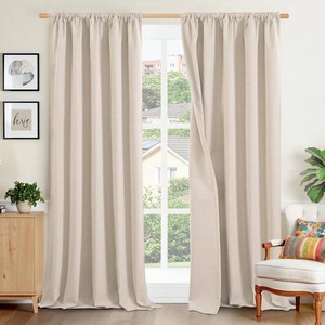 $20 BGment Linen Blackout Curtains 84 Inches Long for Bedroom, Black Out Drapes