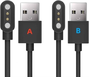 2 Pack Universal Smart Watch Charger Magnetic, VeryFit  da fit Smartwatch Accessories 2 Pin Replacement Charging Cable Compatible All 2.54mm - 2.84mm-Pin-Pitch Smart watch (Model A&B Only one Fit)