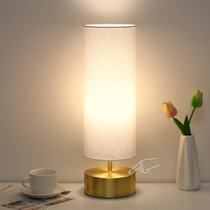 $42 3-Way Dimmable Table Lamp, Touch Control Gold Bedside Lamp with White Shade