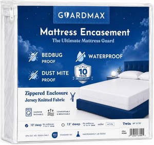 $32 Guardmax Twin Mattress Protector Zippered, Bed Bug Mattress Cover