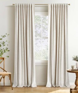 $32 INOVADAY 100% Blackout Linen Curtains for Bedroom 50x84 Inches Cream