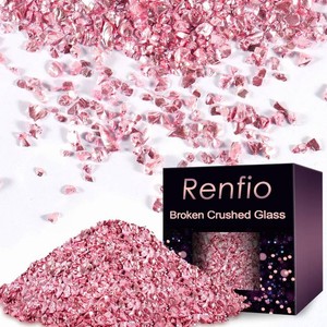 Renfio Broken Crushed Glass Glitter Shards 2-4mm Irregular Small Metallic